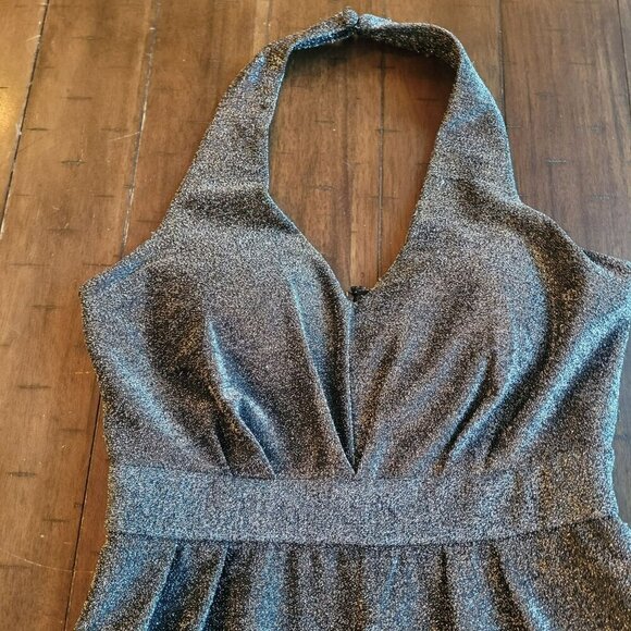 Laundry By Shelli Segal Sparkly Halter Wide-Leg Jumpsuit Size 6 - Picture 2 of 5